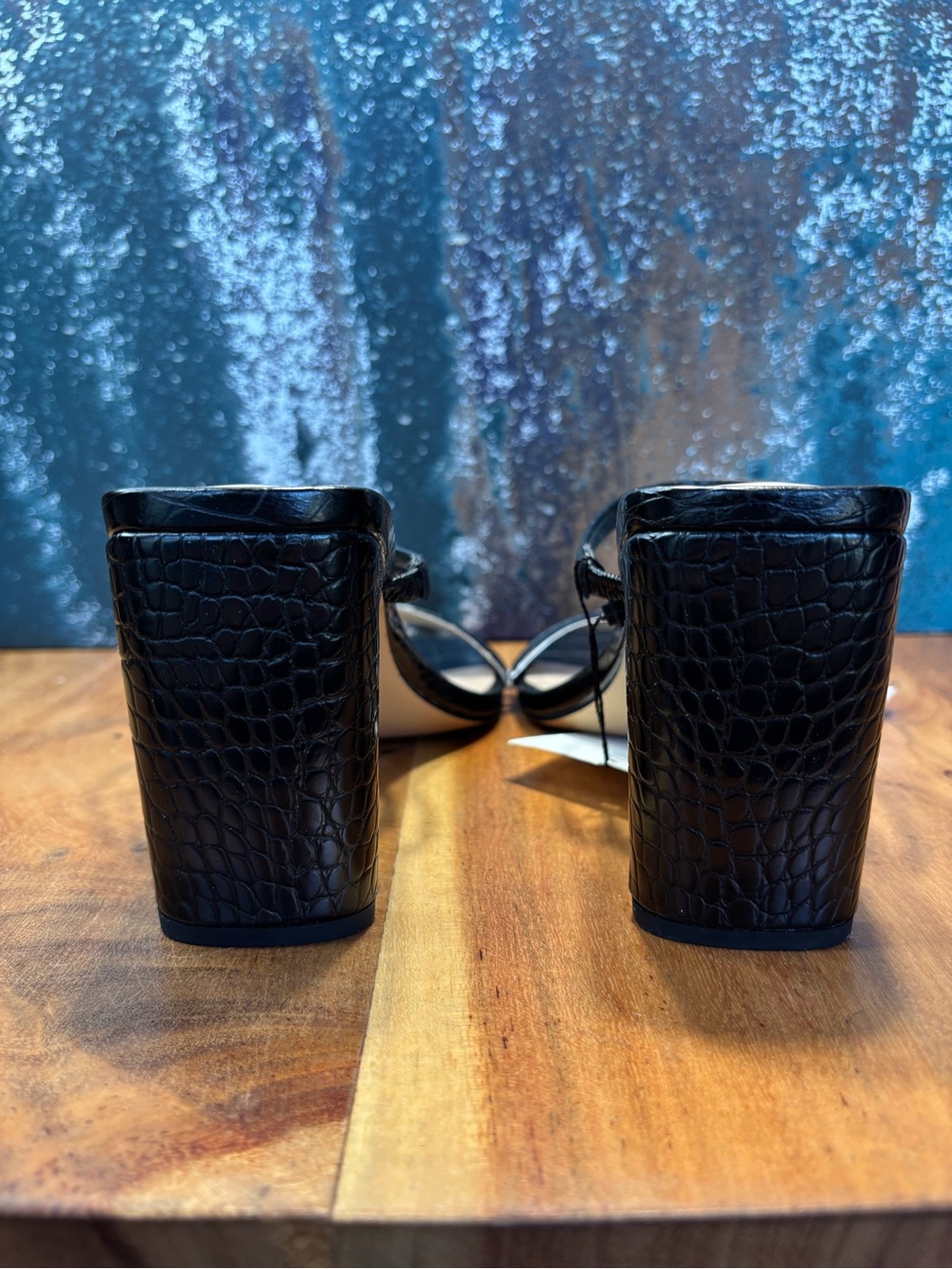 The Drop Old Money Black Croc Square Toe Block Heel Sandals NWT Women’s Size 6.5 - Picture 6 of 10